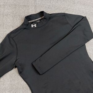 Under Armour Cold Gear Fitted Mock Neck Shirt Womens XL Black Long Sleeve